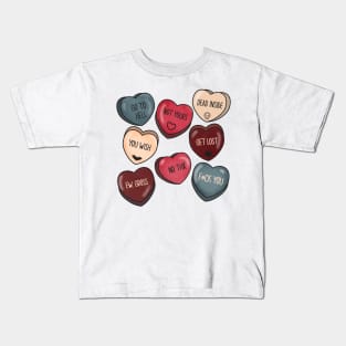 Gothic Anti Valentine Candy hearts Kids T-Shirt